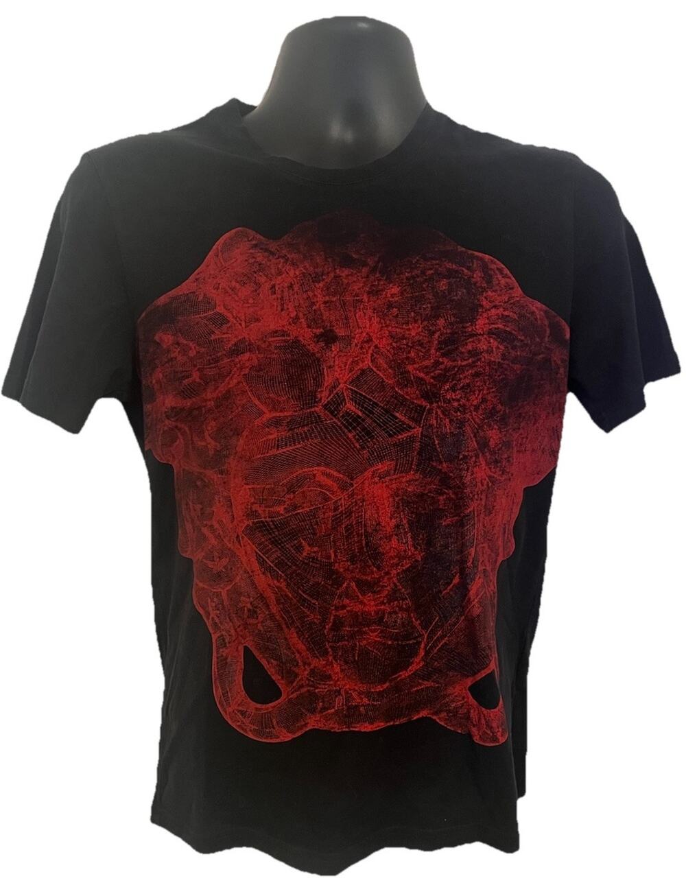 Red Medusa Graphic Black Cotton Jersey T-Shirt Tagged Versace Women’s M